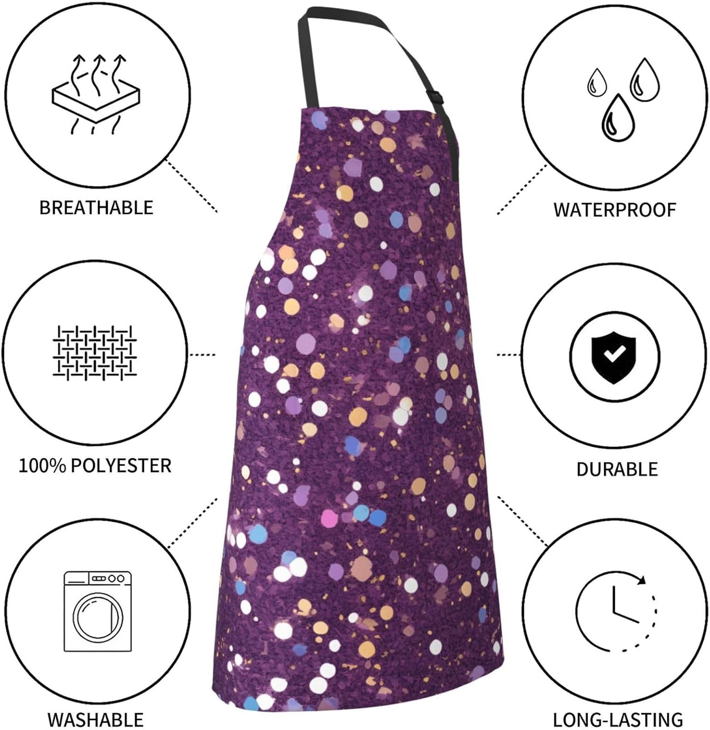 YANYU Glitter pattern Print 28x33 In Kitchen Apron Stylish Chef Apron 