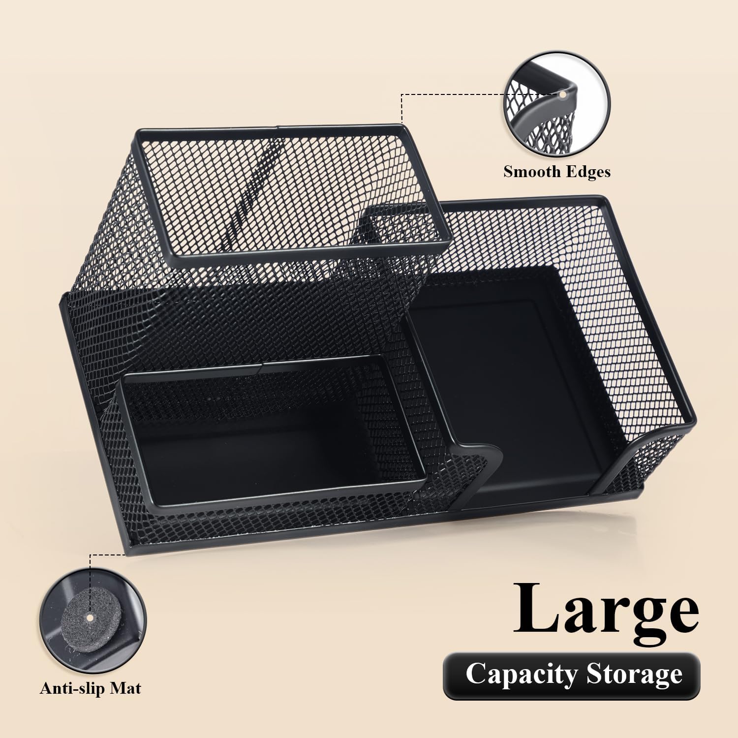 M&G Mesh Pen Holder Desk Organizers Pencil Holder for Desk Black, 3 Co