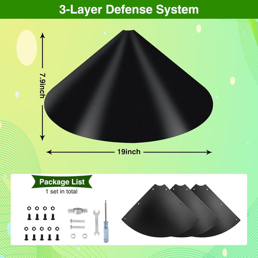 Wider Squirrel Baffle for Bird Feeder Pole, Raccoons Rodents Guard Stopper for Outside Shepherd Hooks, Easy Assembly Baffle for Bird Feeding Pole (19Inch 1 Pack Black)