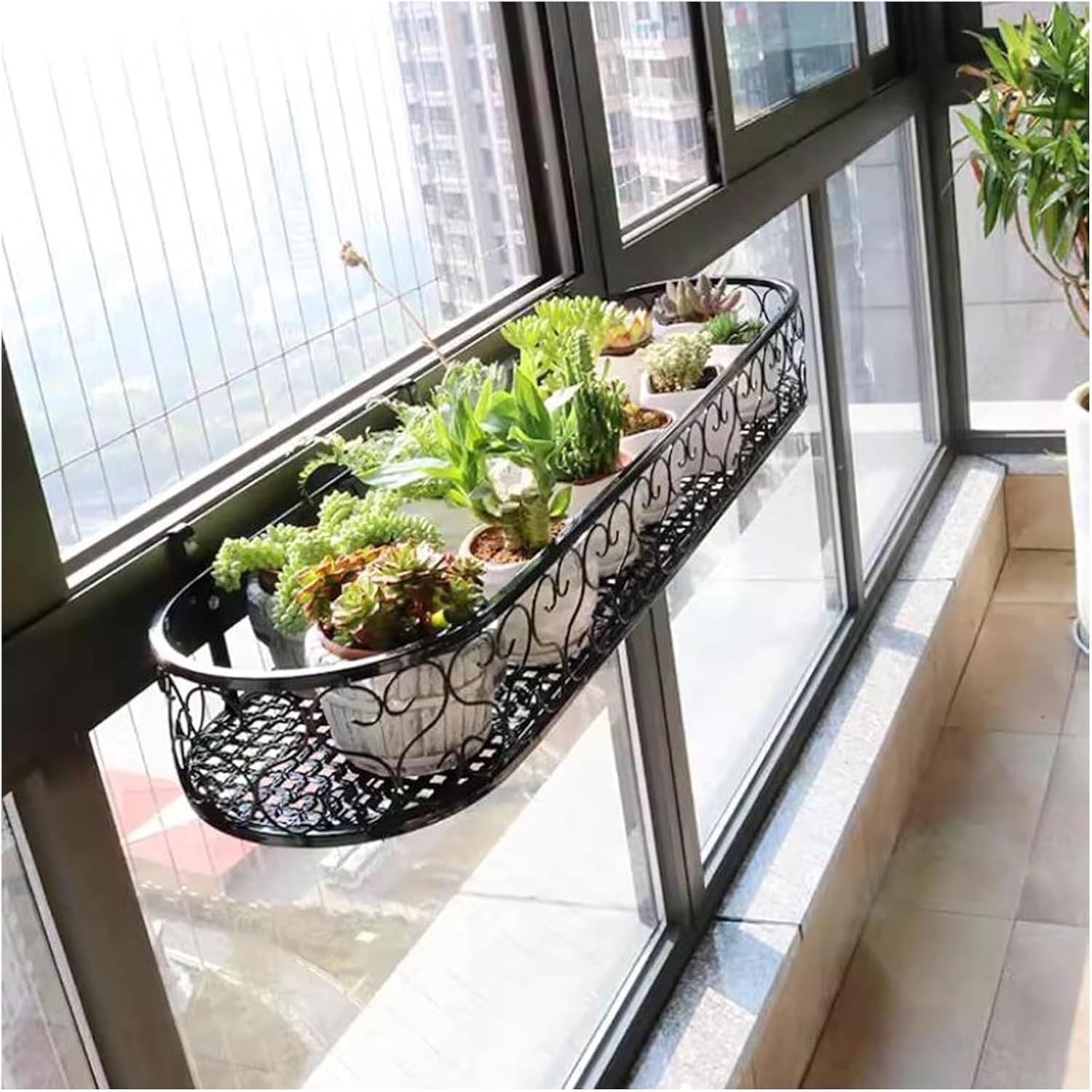 Multi-Size Railing Planter Pots - Black Fence Planters, Decorative Han