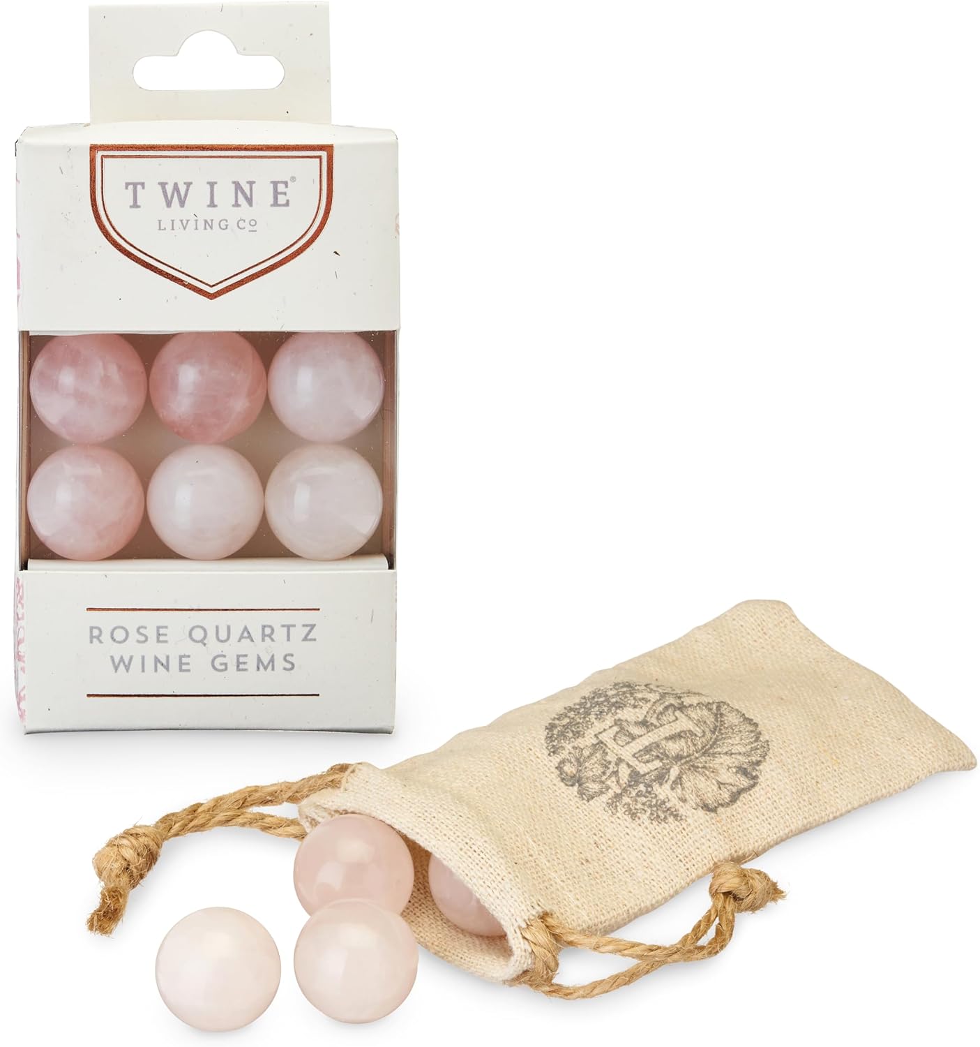 Twine Rose Quartz Wine Gems, Pink Drink Chillers, Real Polished Rose Q