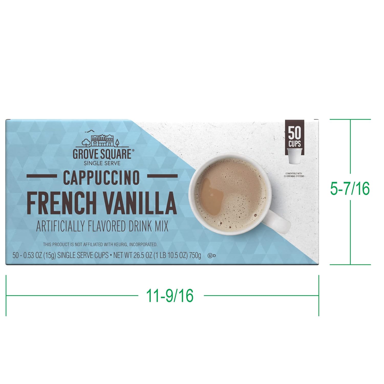 Grove Square Cappuccino Pods, French Vanilla, Single Serve, 50 Count (