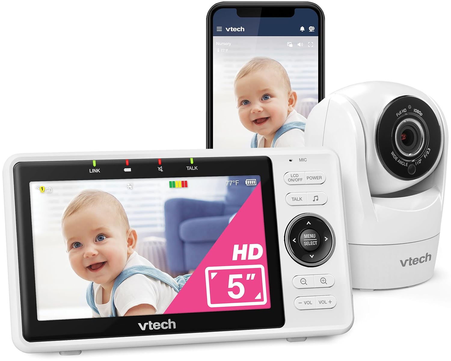 VTech VM901 Smart WiFi Baby Monitor with 1080p FHD Camera and 5" HD IP