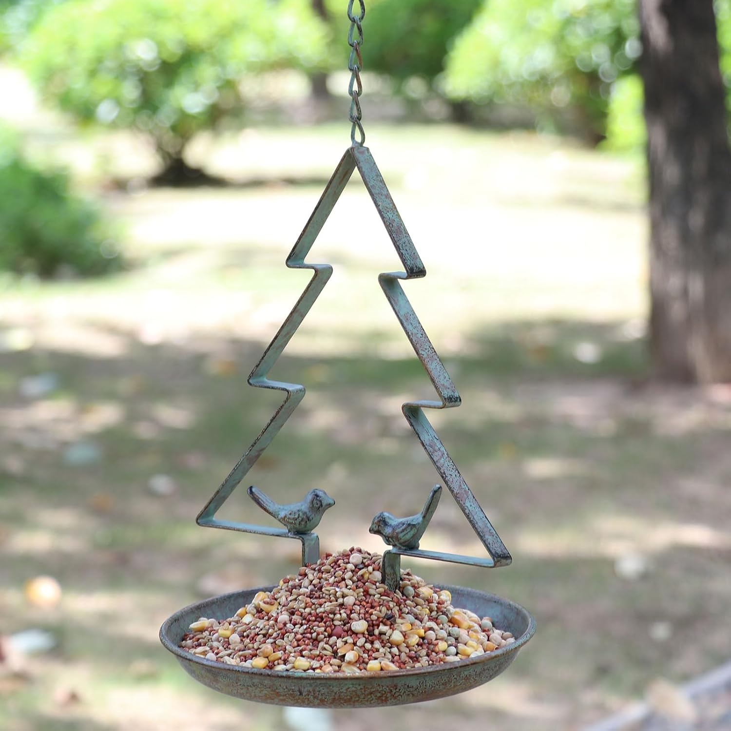 Christmas Tree Hanging Bird Feeders for Outdoors, Seed Tray for Metal 