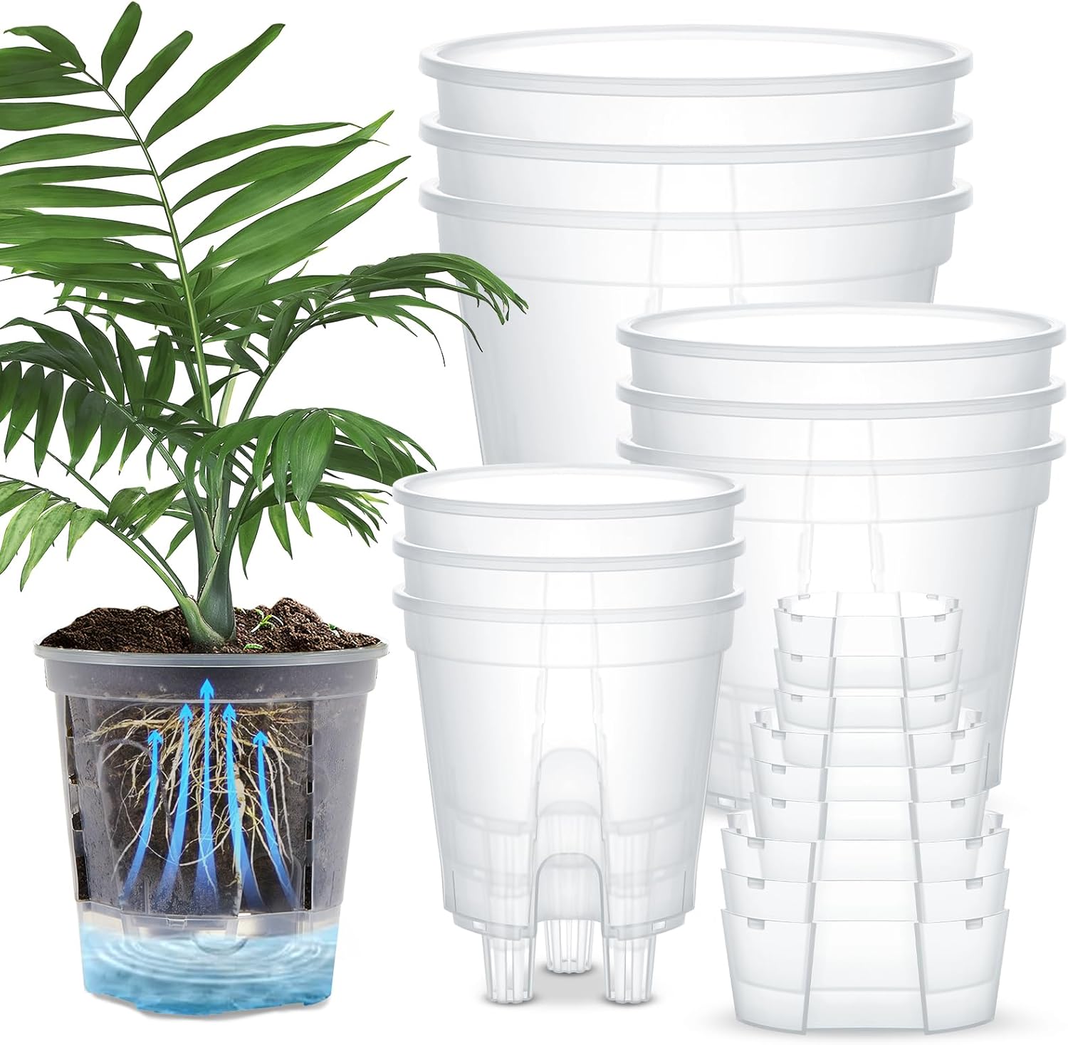 Self Watering Pots for Indoor Plants with Deep Reservoir and High Drai