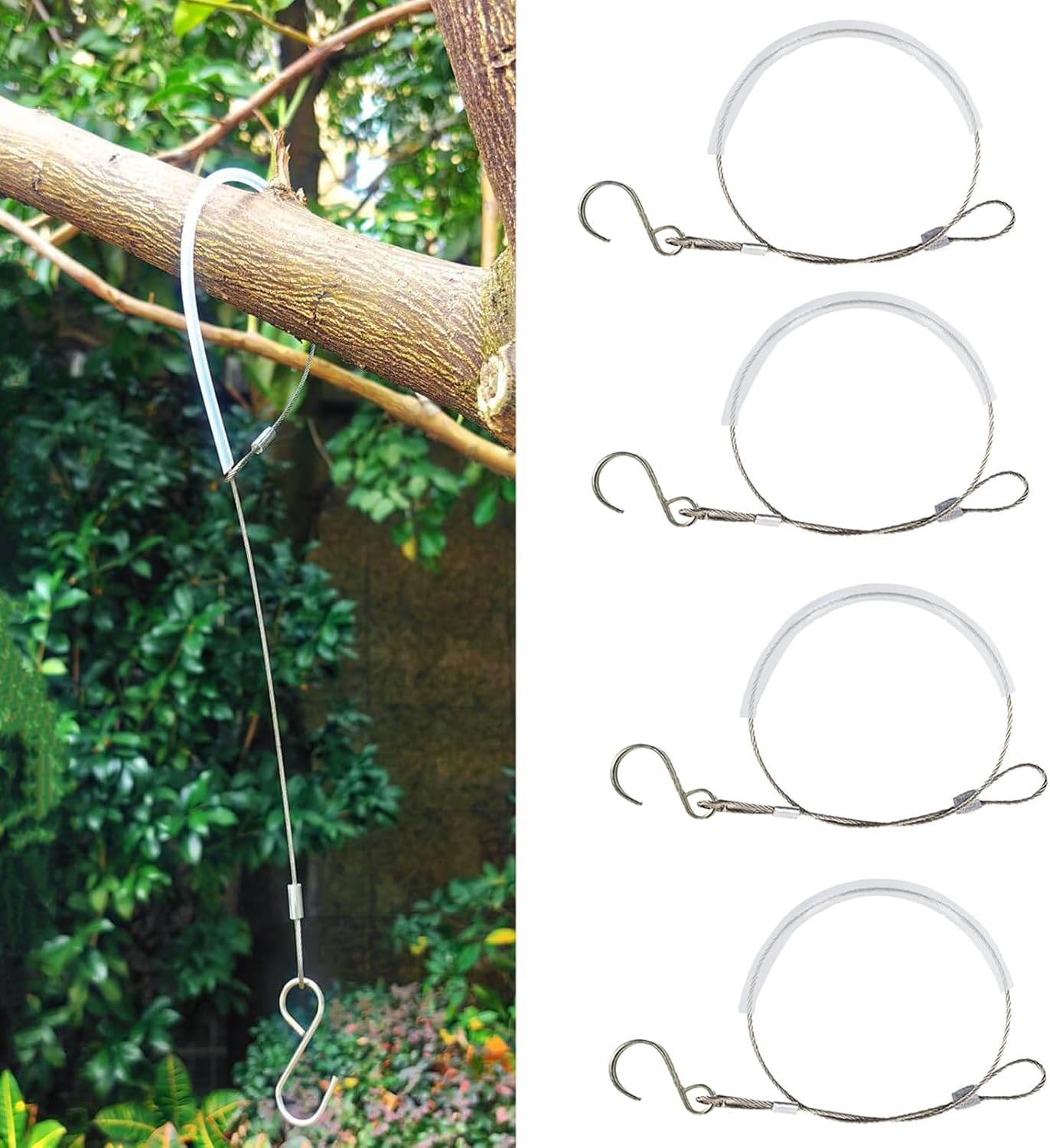 4 Pcs 19.29 Inch Bird Feeder Hanger for Tree with S-Hook Hanging Cable