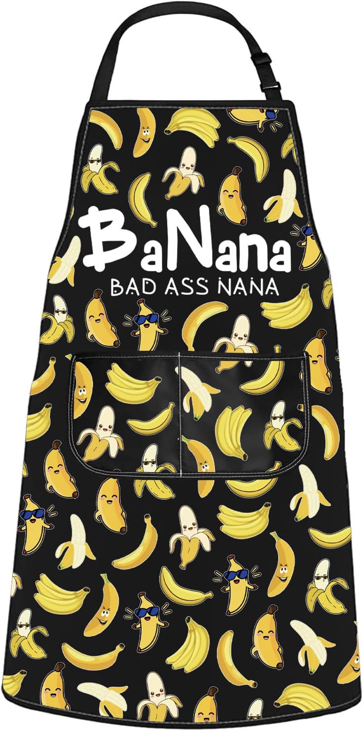 WCGXKO Banana Bad Ass Nana Kitchen Apron Nana Banana Gift Best Nana Ev