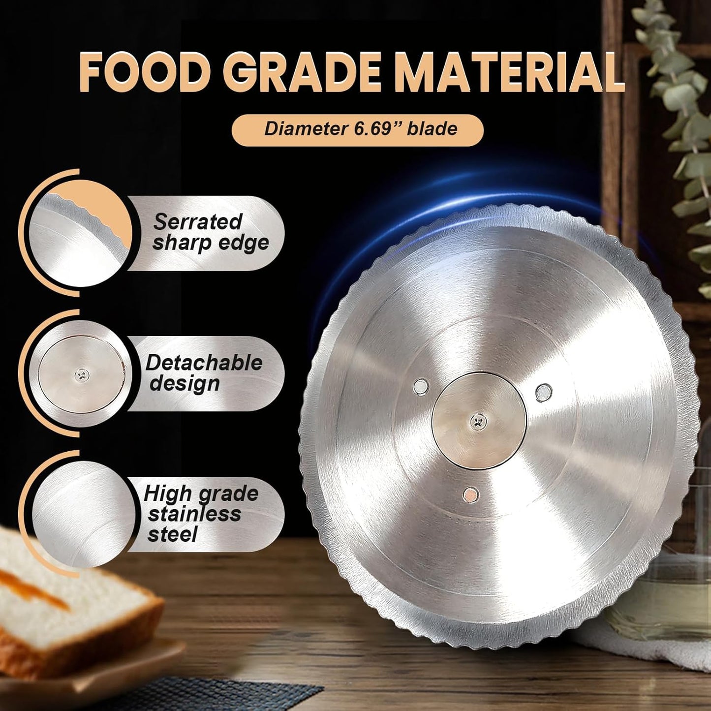Manual Bread Slicer Adjustable Thickness, Hand Crank Bread Slicer for Homemade Sourdough Bread with Scale Line & Suction Cup & Metal Guide,Quality Solid Wood Base & Gift-Level Packaging