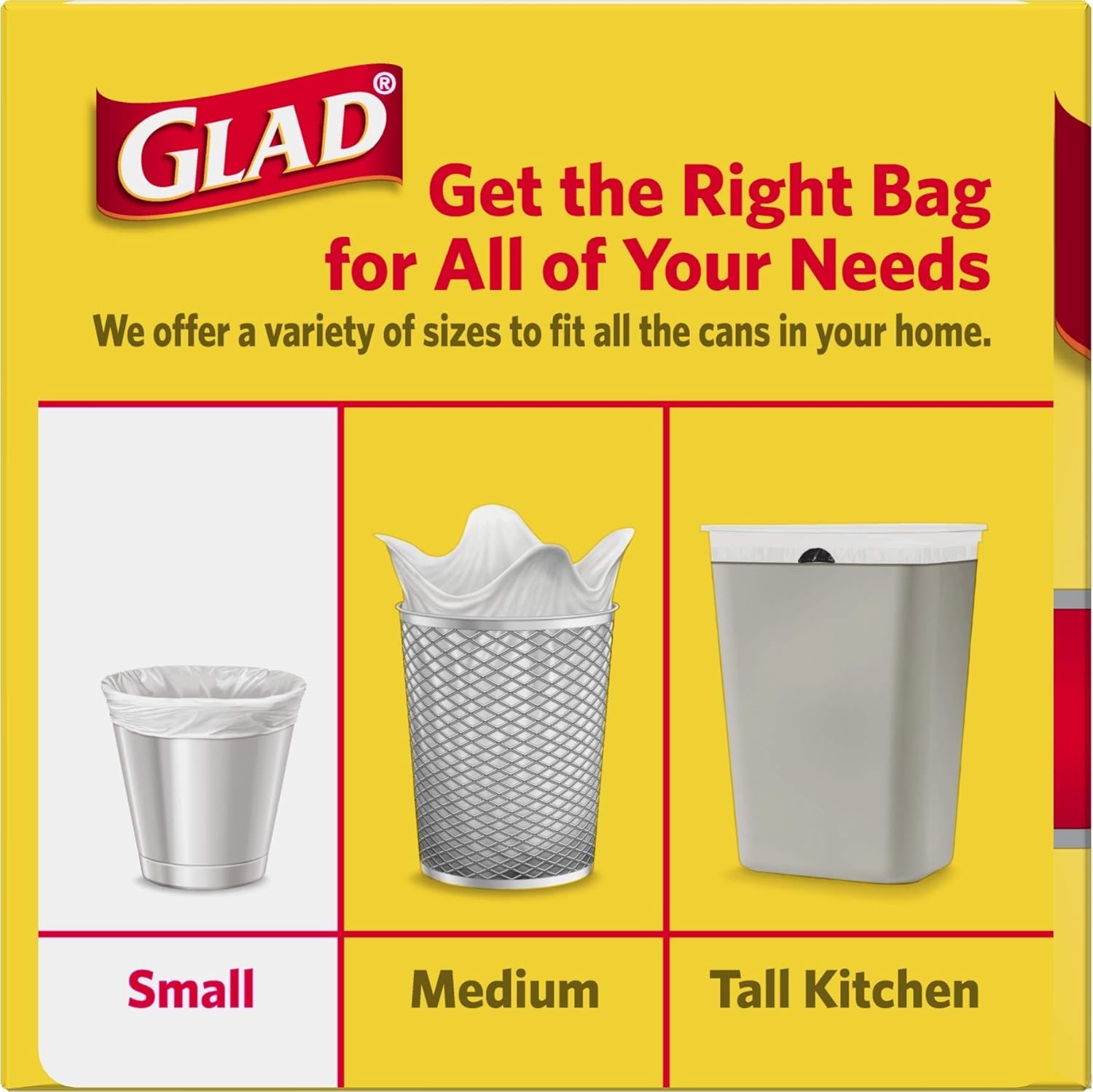 Glad Trash Bags, Small Garbage Bags - 4 Gallon White Trash Bag - 30 Co