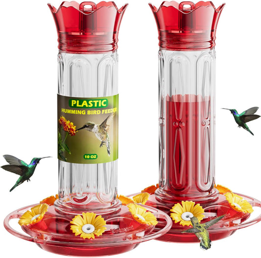 Birdream 2 Pack Hummingbird Feeders for Outdoors Hanging, Plastic Bird