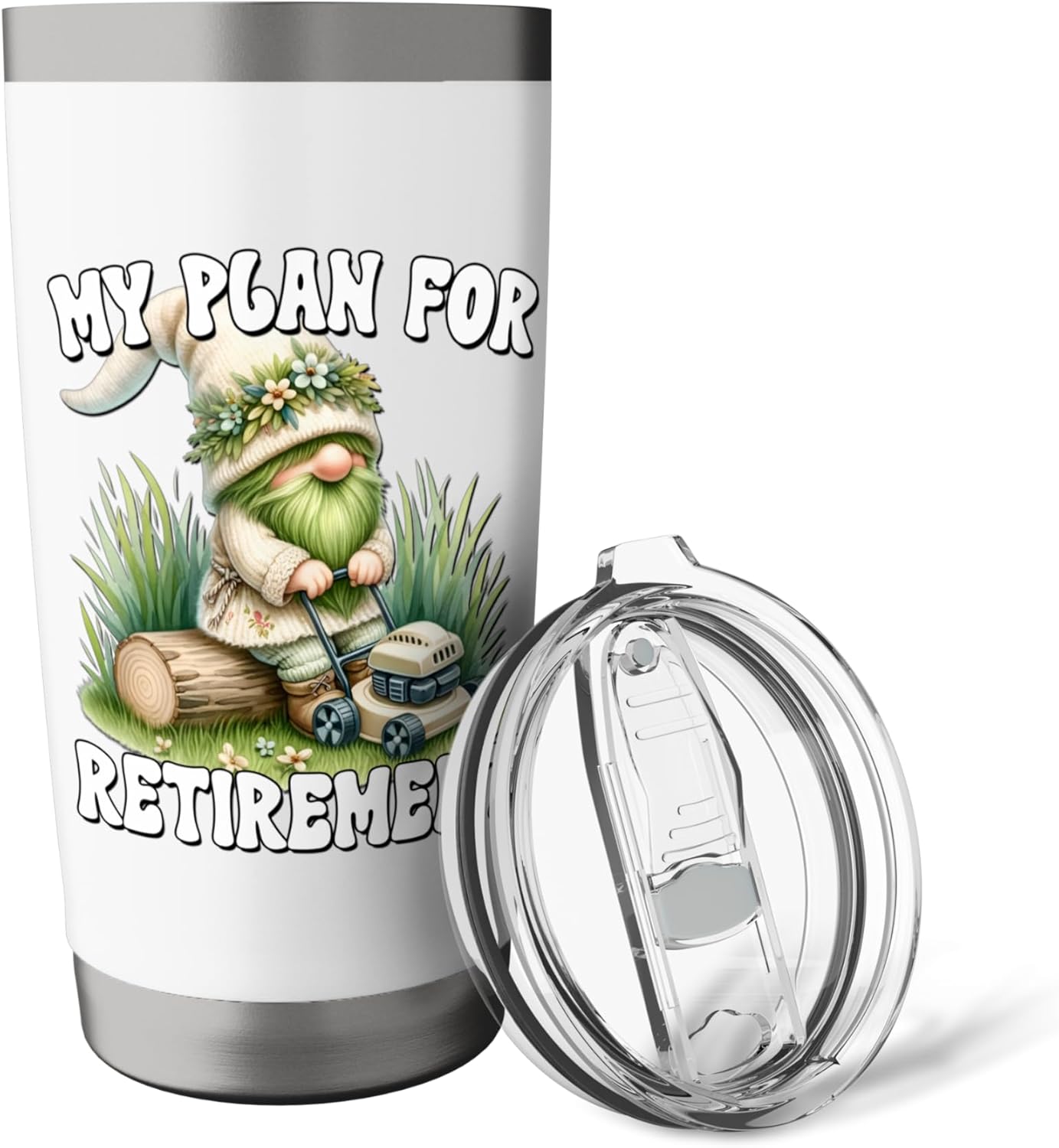 Retirement Plan Lawn Care Gnome Graphic For Men Retired Dad Stainless Steel Insulated Tumbler