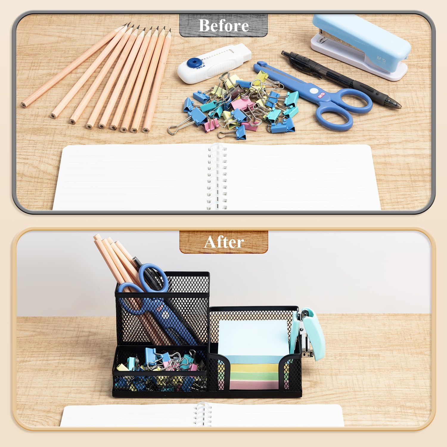 M&G Mesh Pen Holder Desk Organizers Pencil Holder for Desk Black, 3 Co