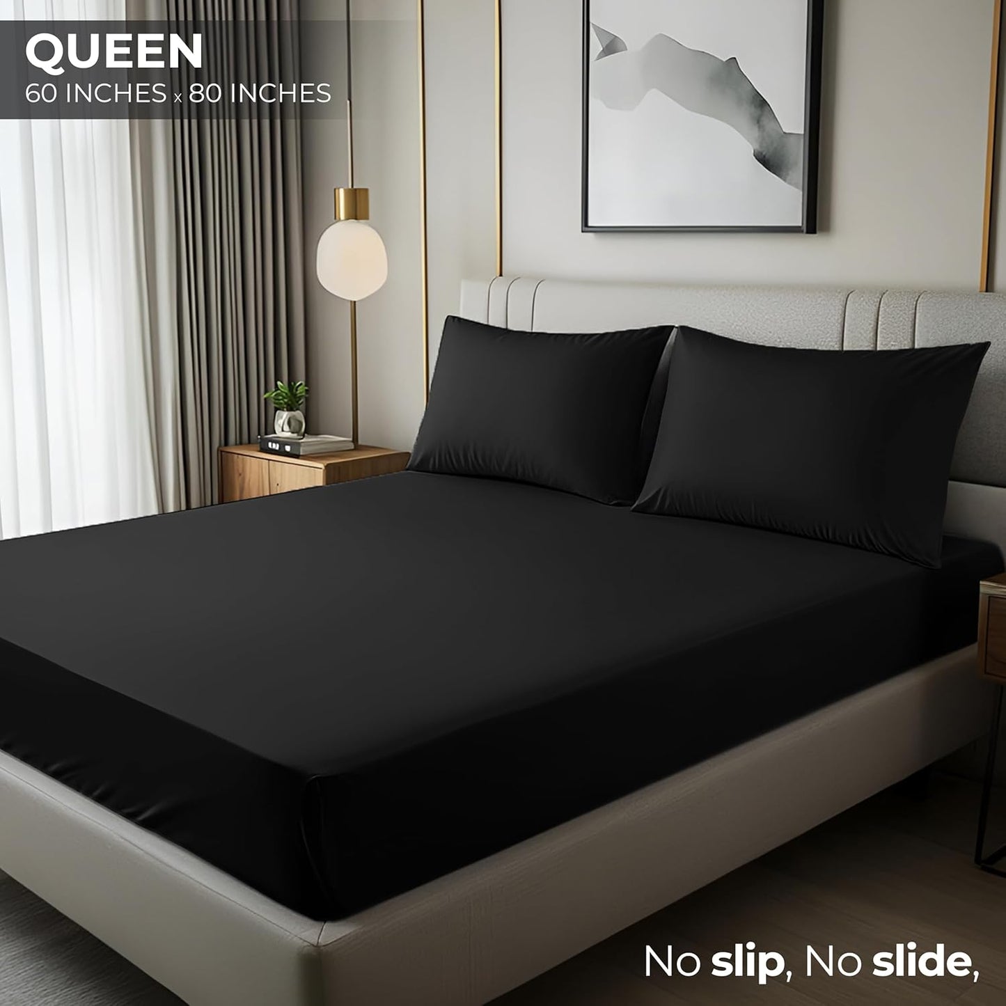 Utopia Bedding Queen Fitted Sheet - Bottom Sheet - Deep Pocket - Soft Microfiber - Shrinkage and Fade Resistant - Easy Care -1 Fitted Sheet Only (Black)