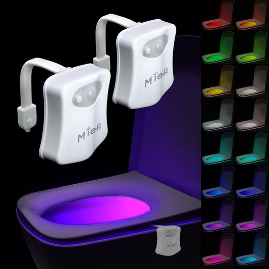Toilet Light Motion Sensor 16 Colors Changing (2 Pack),LED Glow Bowl inside Toilet Light, Smart Night Light for Bathroom, Cool Funny White Elephant Gag Gift Christmas Dad Teen Boy Girl Men Women