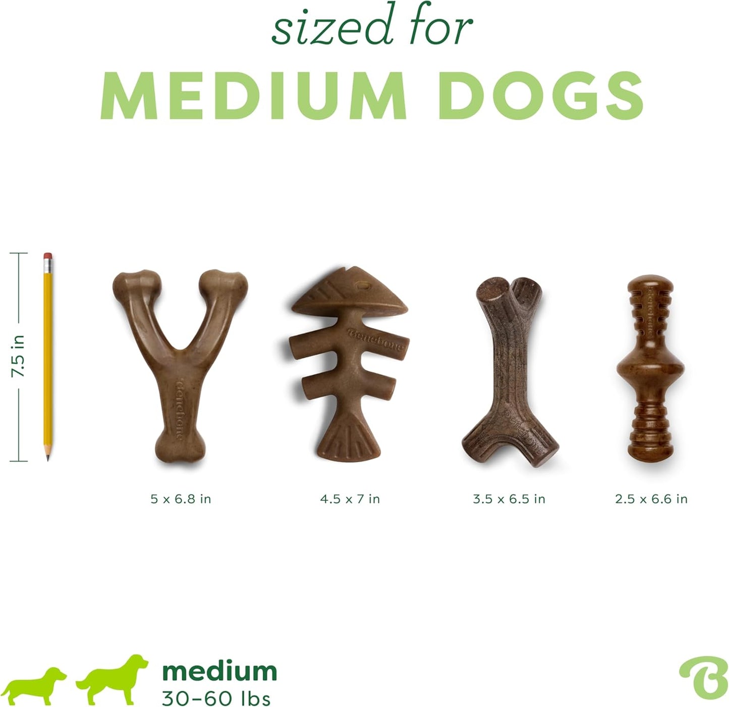 Benebone Medium 4-Pack Dog Toys for Aggressive Chewers – Durable Dog B