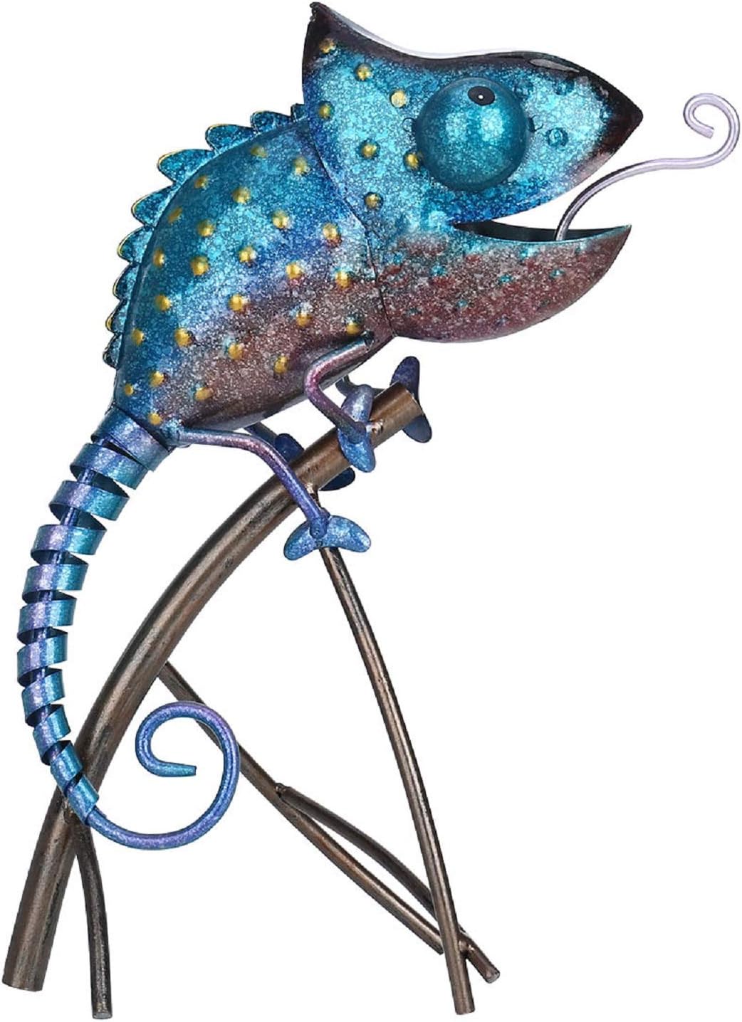 Tooarts Metal Chameleon Sculpture Wild Animal Figurine Indoor Outdoor 