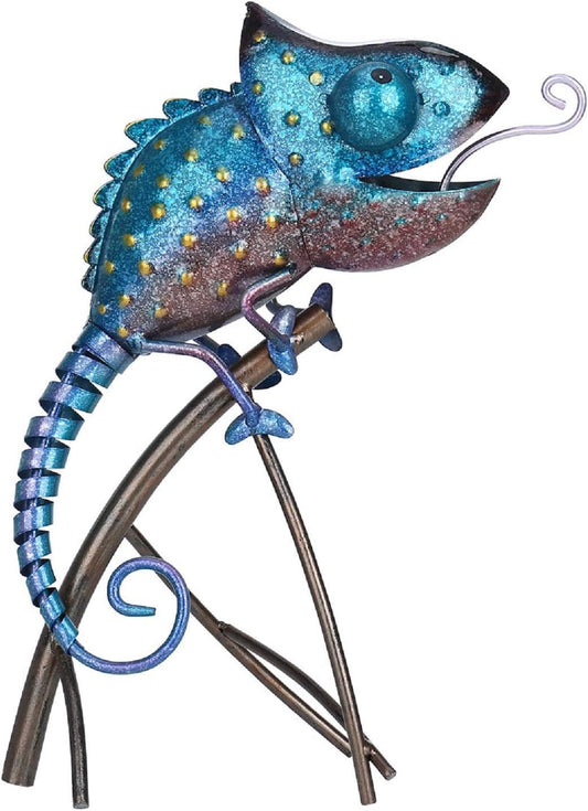 Tooarts Metal Chameleon Sculpture Wild Animal Figurine Indoor Outdoor 
