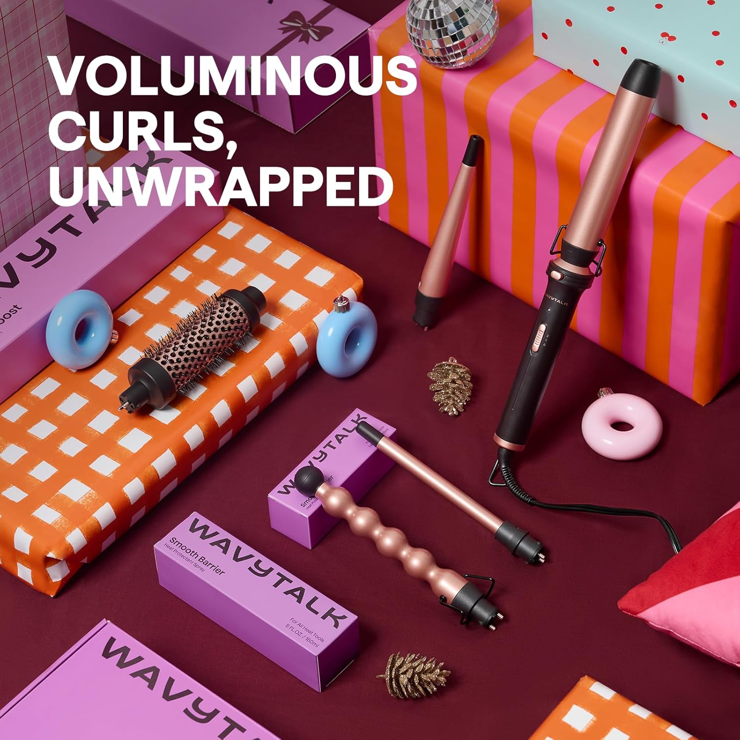 Wavytalk 5 in 1 Curling Wand Set, Multi Curl, Curling Wand Set with Th