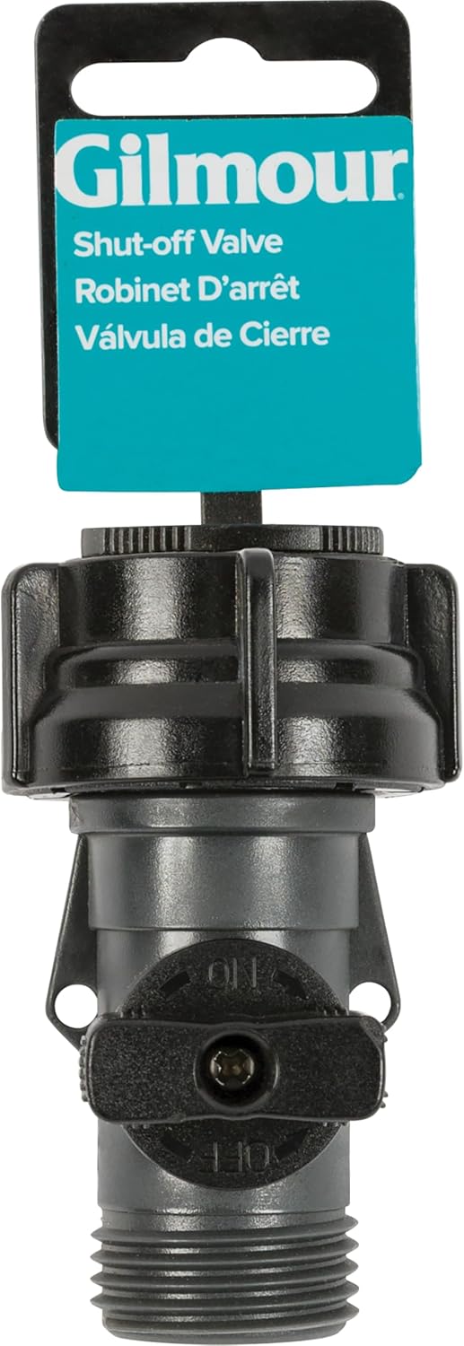 Gilmour Full Flow Garden Hose Shut Off Valve, Rust Proof Single Water Shut Off Valve, Gray