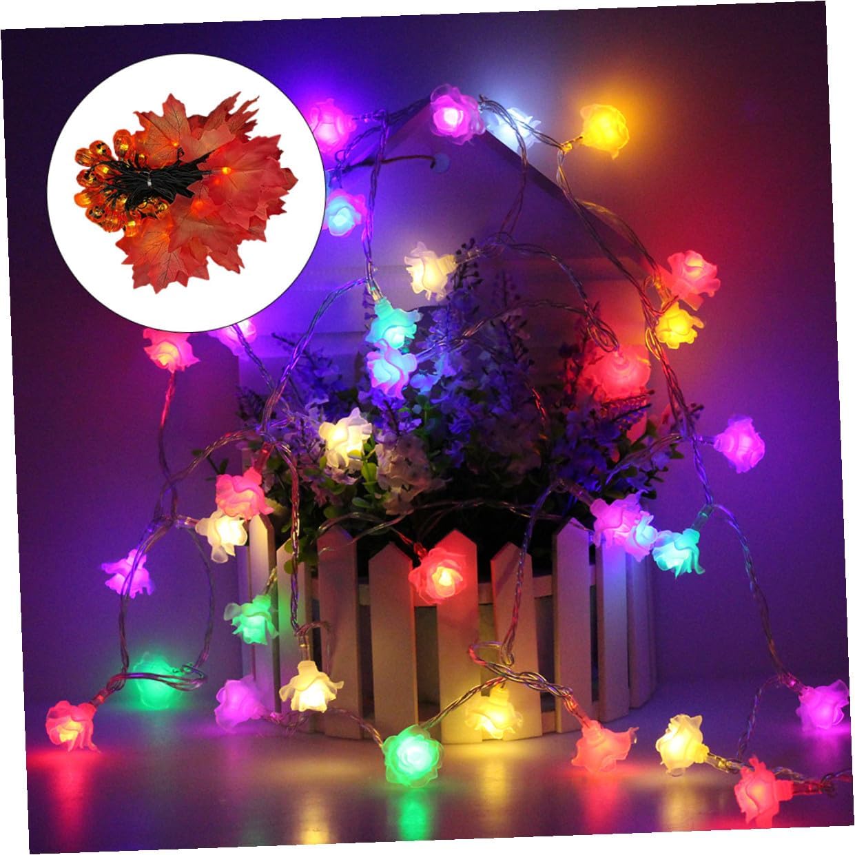 Solar LED String Lights Outdoor Waterproof 7m 50 Pumpkin Maple Leaf Solar-Powered Halloween Garden Courtyard Decor with 8 Modes for Patio and Party