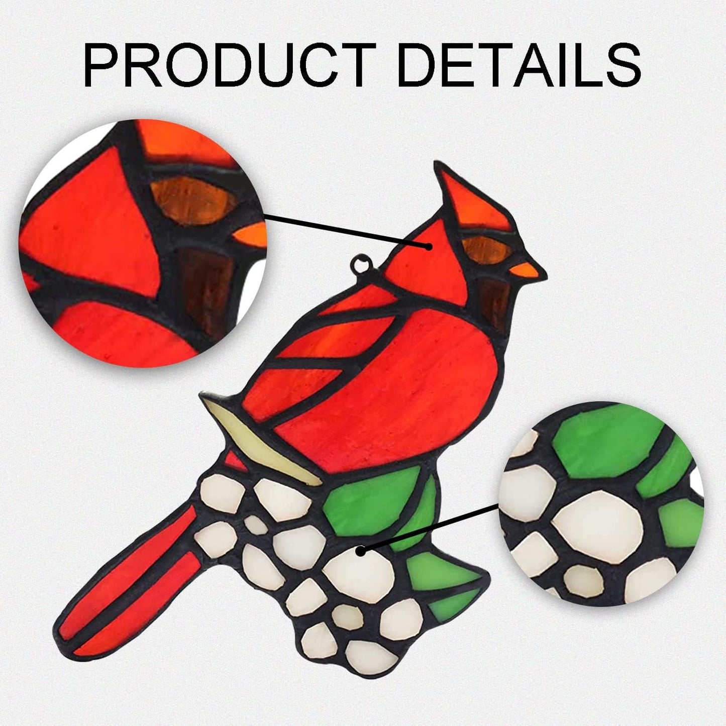 BOXCASA Cardinal Bird Gifts Stained Glass Window Hanging,Red Birds Cardinals Decor Suncatcher for Window,Cardinal Memorial Gift for Loss of Loved One,Cardinals Gifts for Women Mom Grandma Nana