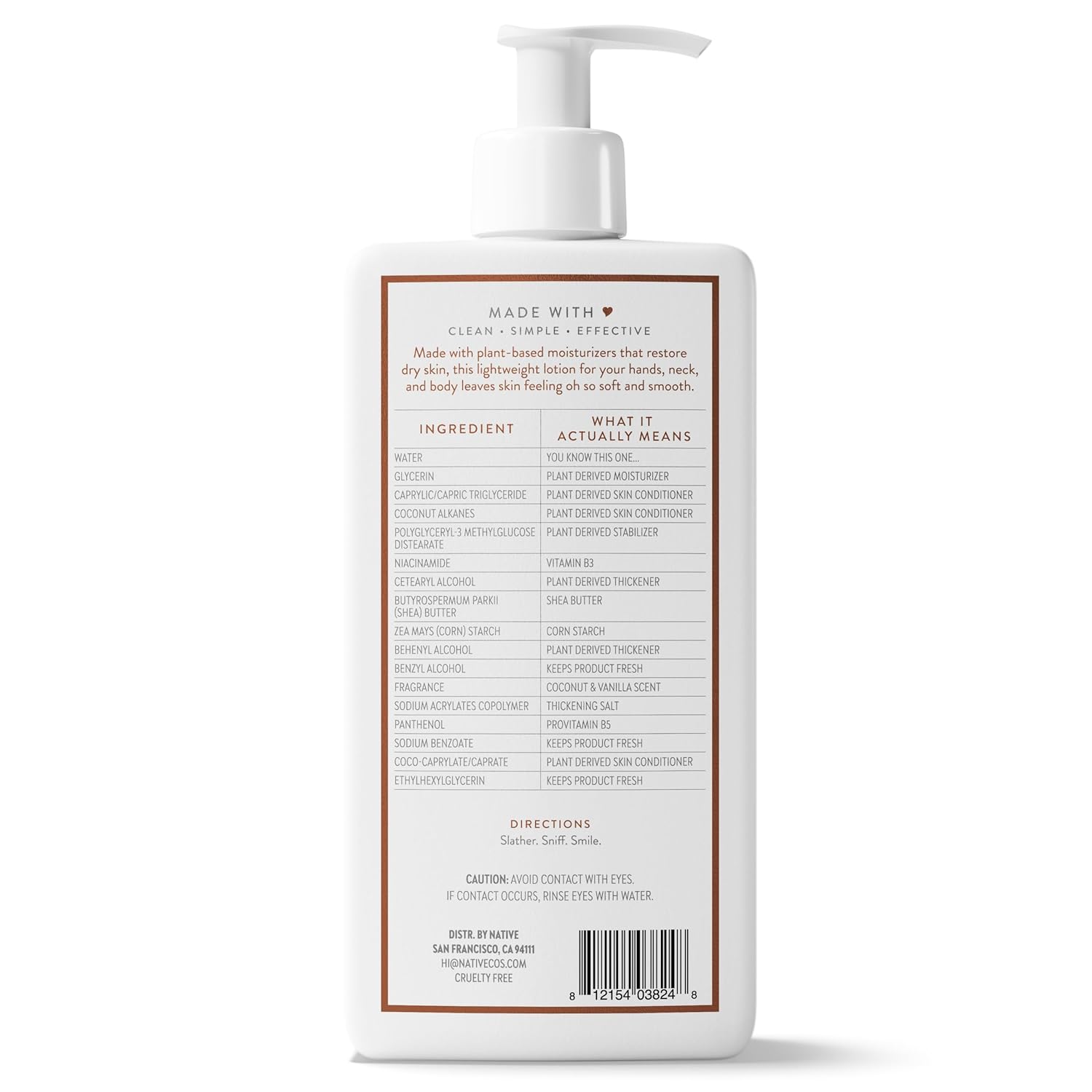Native Body Lotion Contains Naturally Derived Plant-Based Moisturizers