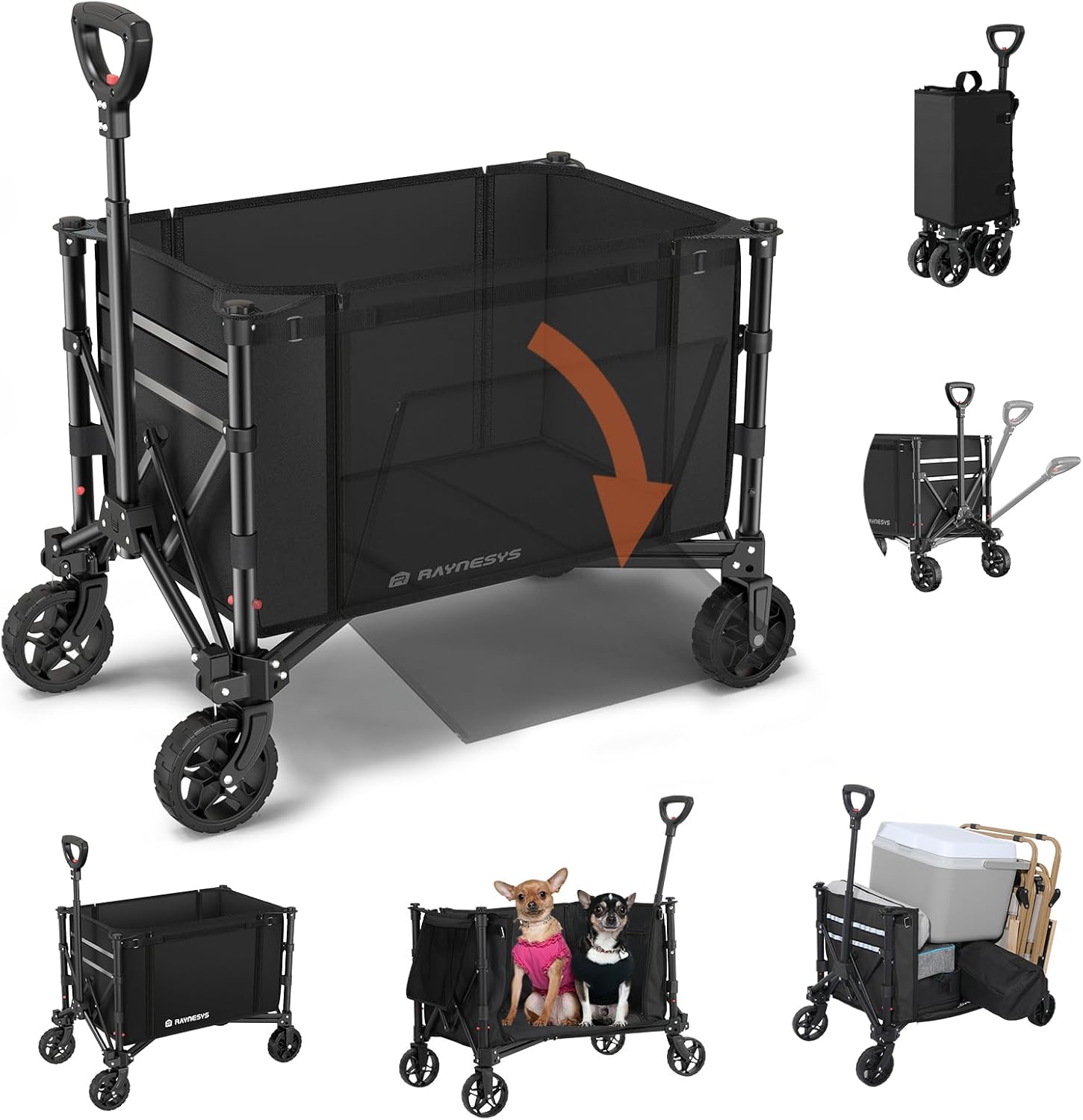 3 in 1 Collapsible Wagon Converts to Bench, 220lbs Foldable Wagon Cart
