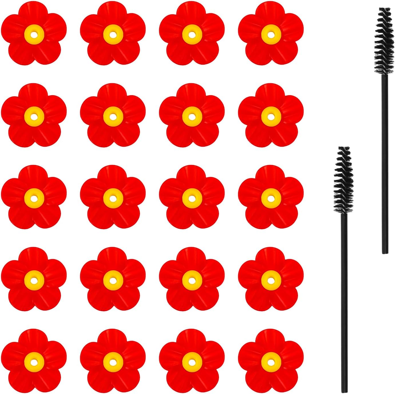 20pcs Hummingbird Feeder Replacement Flowers with 2 Cleaning Brush, Hu