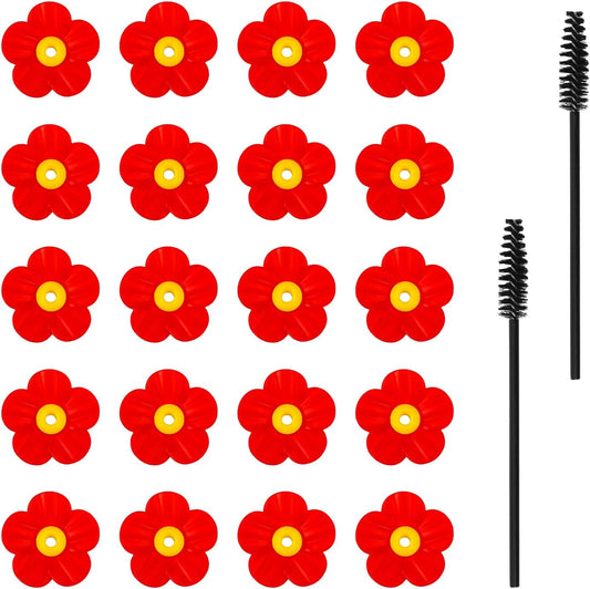 20pcs Hummingbird Feeder Replacement Flowers with 2 Cleaning Brush, Hu