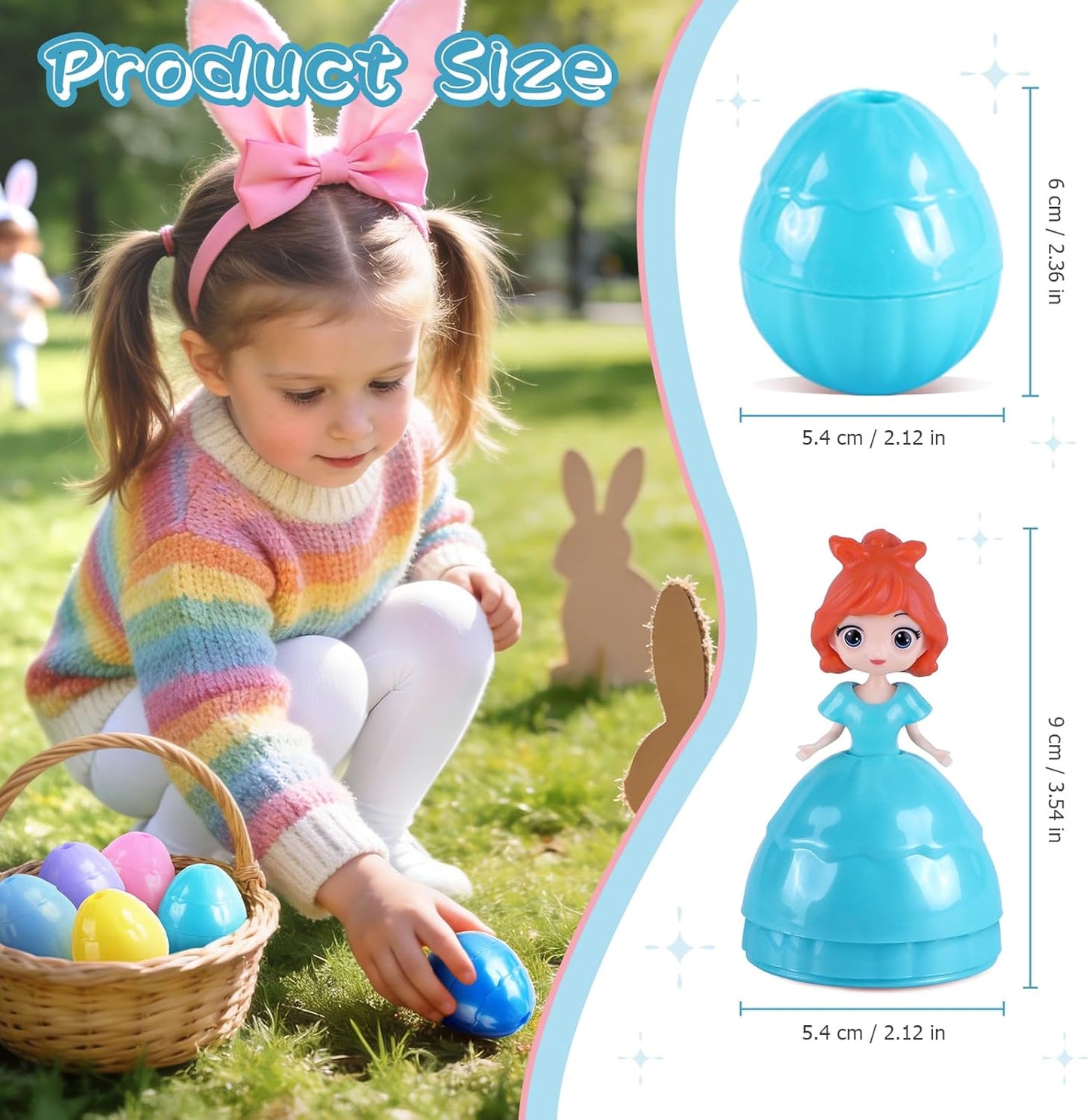 12 PCS Princess Prefilled Easter Eggs, Easter Basket Stuffer,Hunt Gifts for Kids, Classroom Prize and Party Favors
