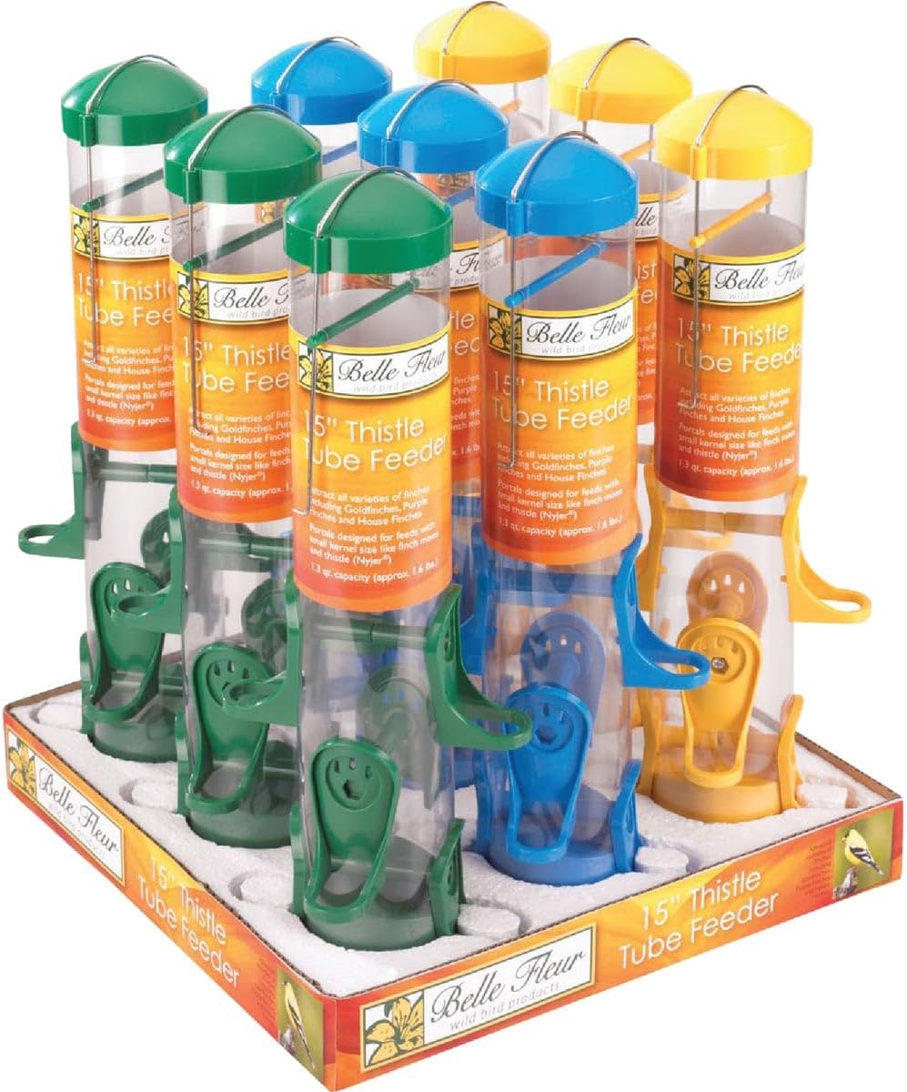 Stokes Select Thistle Tube Bird Feeder with Six Feeding Ports, Yellow, 1.6 lb Capacity - 38224, small