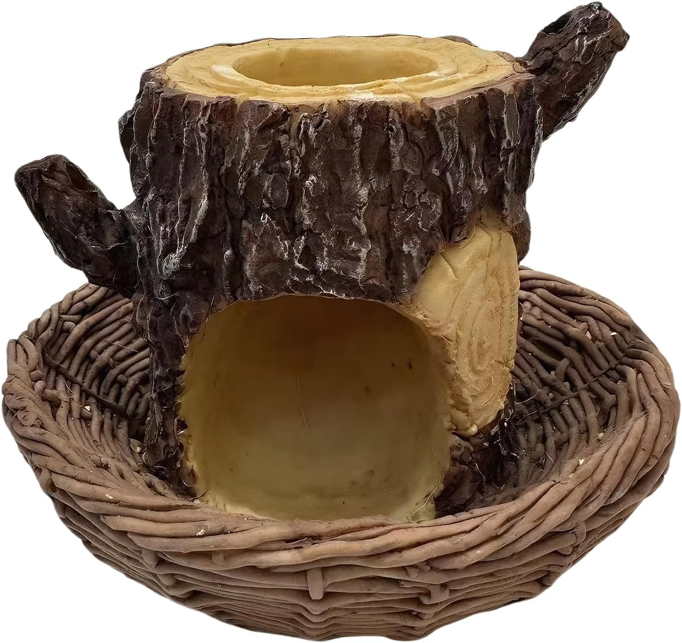 Bird Feeders for Outside, Tree Stump Shaped Birdwatching Feeding Station Tray for Wild Birds, Parrots, Cockatiels, Finches, Lovebirds, Budgies, Canary