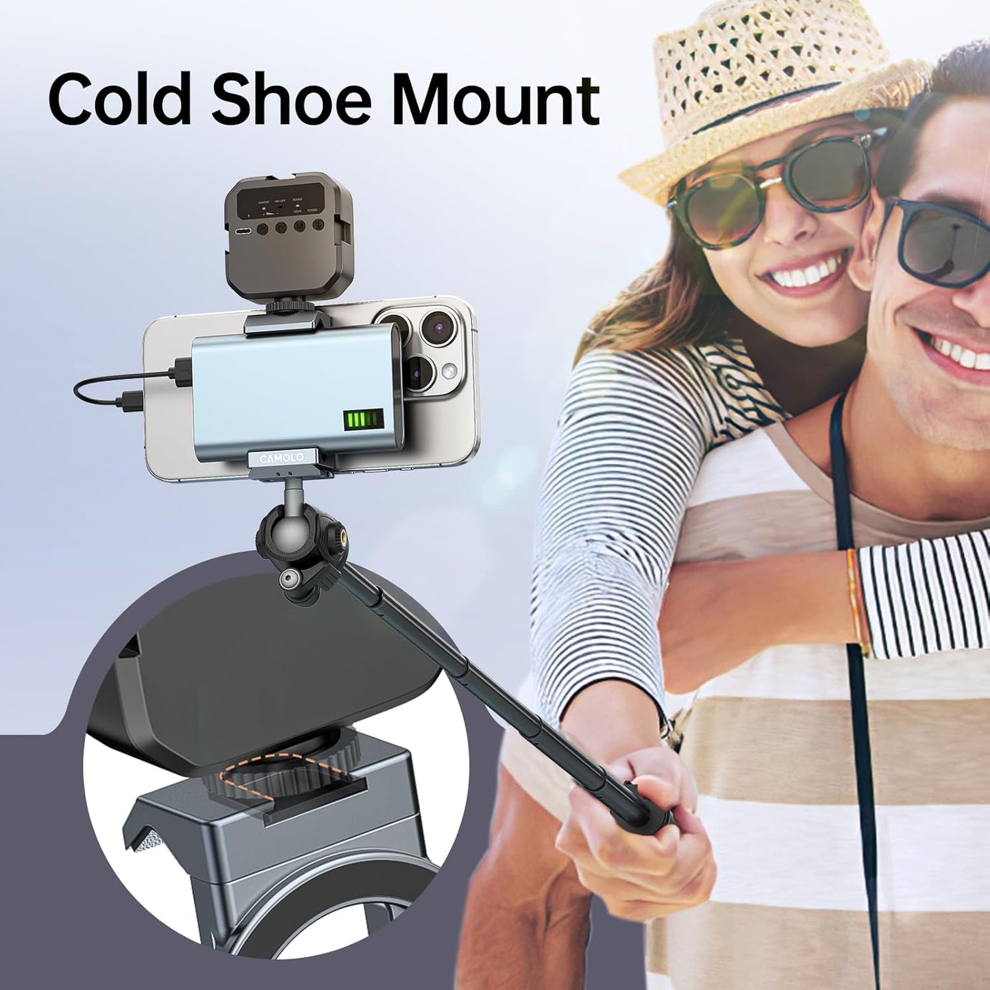 Metal Phone Tripod Mount with Arca Port & Magnetic 1/4"-20 Action Camera Adapter, Adjustable Smartphone Tripod Adapter Clamp Cell Phone Stand Holder Compatible with iPhone 16 Plus PRO Max GoPro