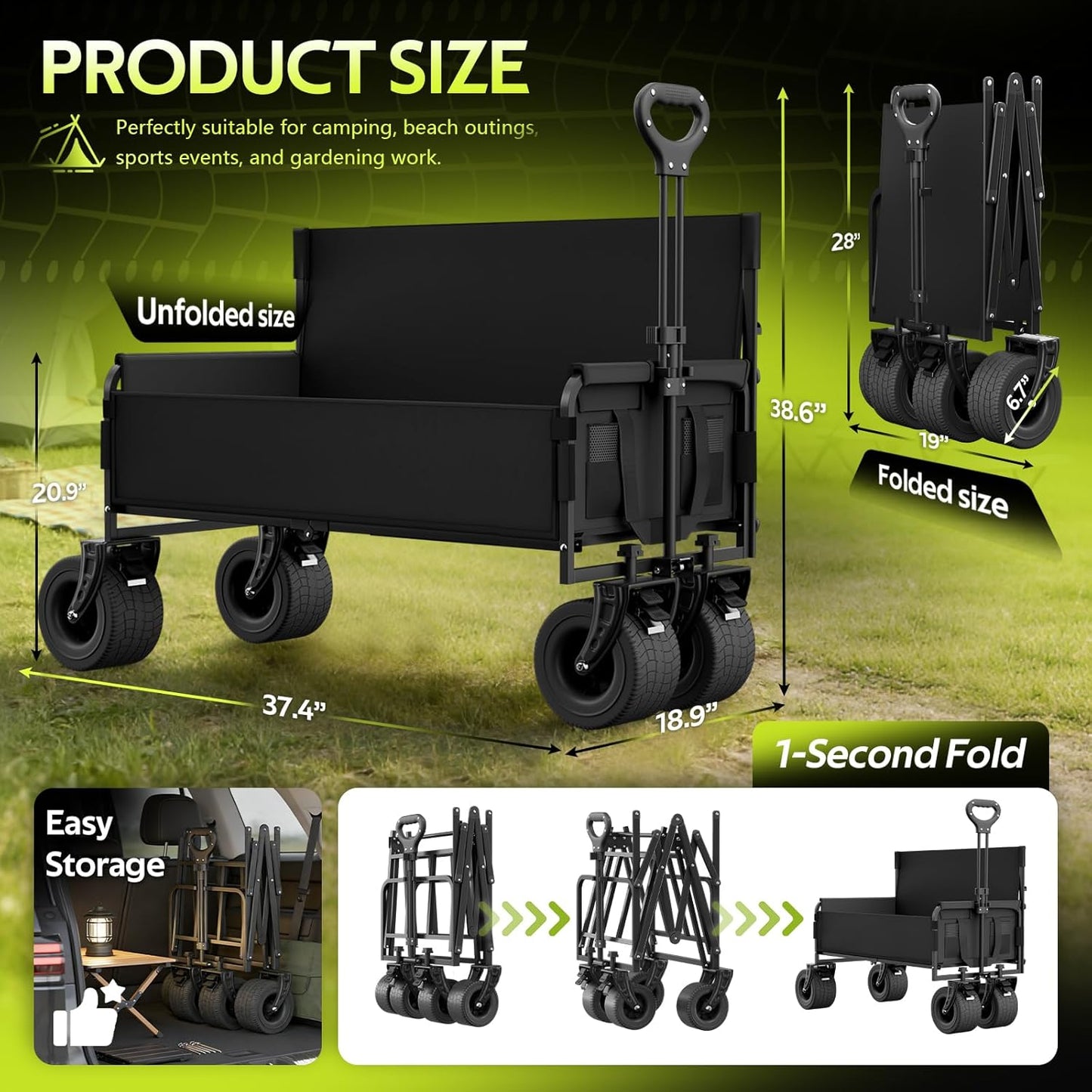 Wagon Bench Seat Combo - 500 Lbs Collapsible Wagon Heavy Duty, Bench S