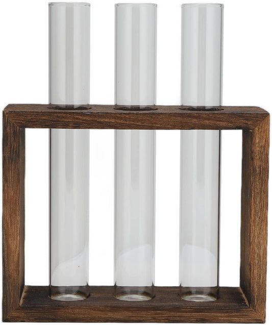 GLOGLOW Plant Propagation Station,Tiered Hydroponic Planters Pots with Wooden Stand and Glass Test Tubes, Home Decoration Vase and Gifts for Women Mom Plant Lovers Unique