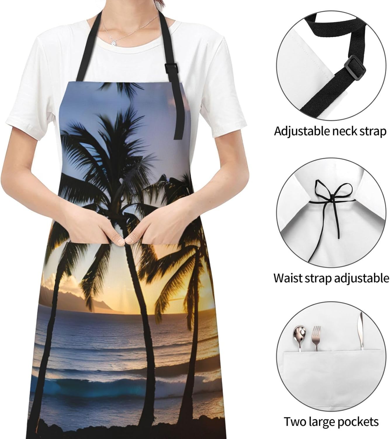 Hawaii Sunbeams print Waterproof chef's apron with pocket apron for kitchen cooking baking barbecue and gardening