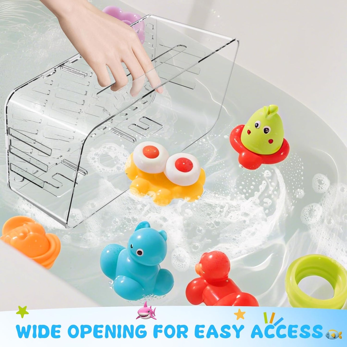 Lysam Bath Toy Storage 2 Packs, Large Bath Toy Holder with 3 Compartme