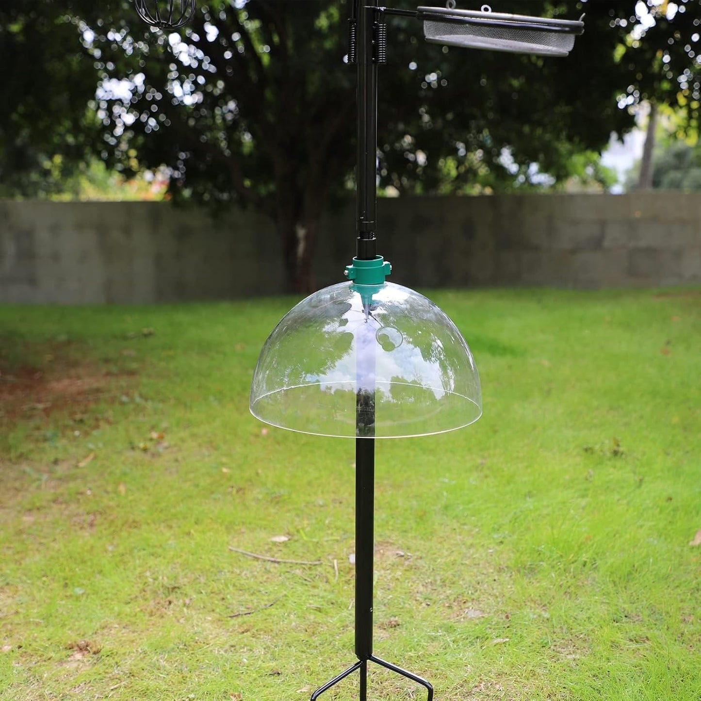 Squirrel Baffle for Shepherp's Hook, Or Squirrel Baffle for Hanging Bird Feeder,12" Clear Dome Protective Cover.