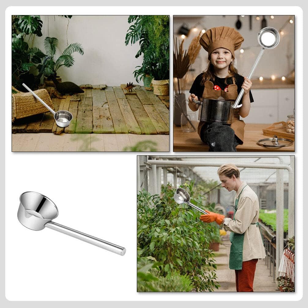 Hemoton Stainless Steel Water Dipper with Extra Long Handle 17.7 Inch Ladle for Kitchen Soup Serving Bath and Garden Watering with Pour Spout