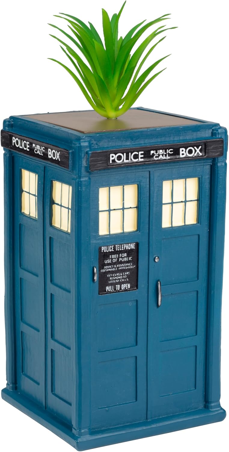 Doctor Who 6" Ceramic Tardis Planter - For Real, Fake Plants & Succulents - Collectible Dr. Who Police Box Decor for Home or Office - Officially Licensed - Stocking Stuffer Gift for Teens, Women & Men