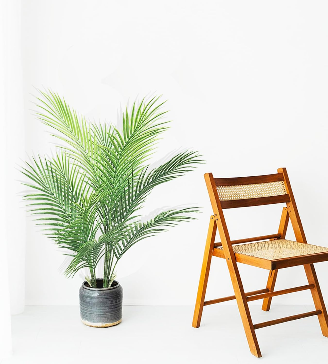32-inch Artificial Palm Tree, Faux Little Tree with 11 Trunks and Pot for Indoor and Outdoor Modern Decor - Perfect for Home, Office, or Table (2 Pack)