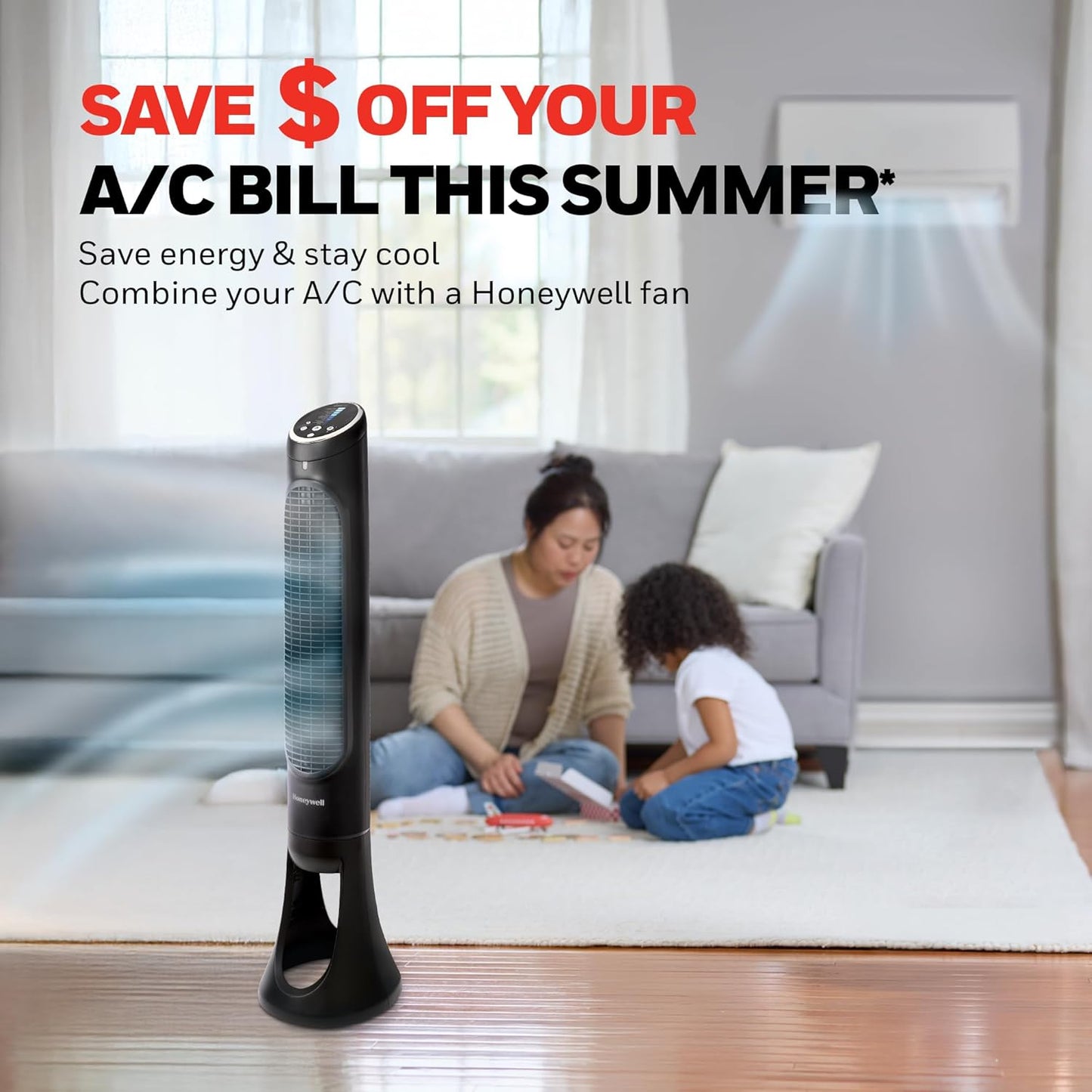 Honeywell QuietSet Whole Room Tower Fan-Black, Oscillating Tower Fan with Remote, HYF290B
