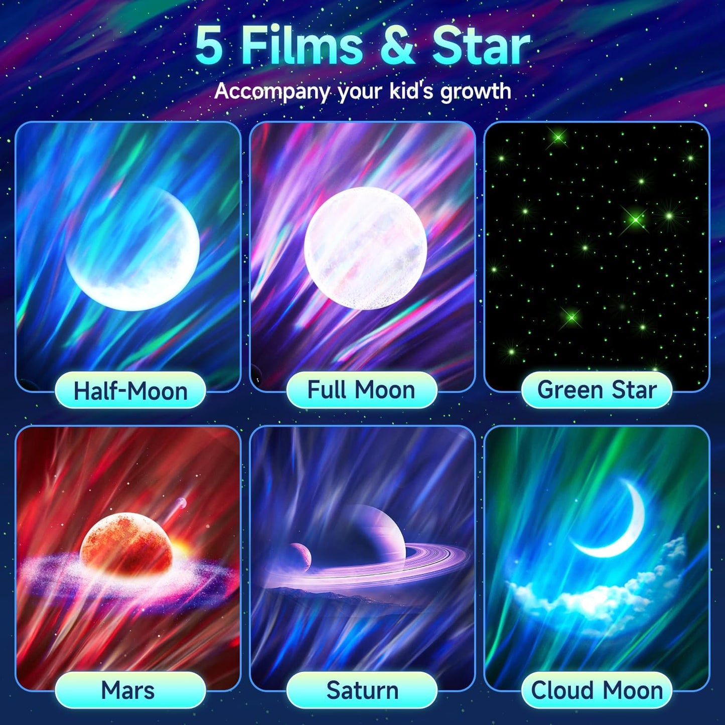 Northern Galaxy Light Projector, 300+Modes & 5 Films Star Projector, 1