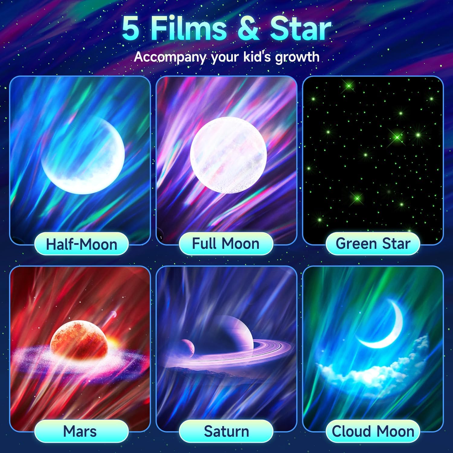 Northern Galaxy Light Projector, 300+Modes & 5 Films Star Projector, 1