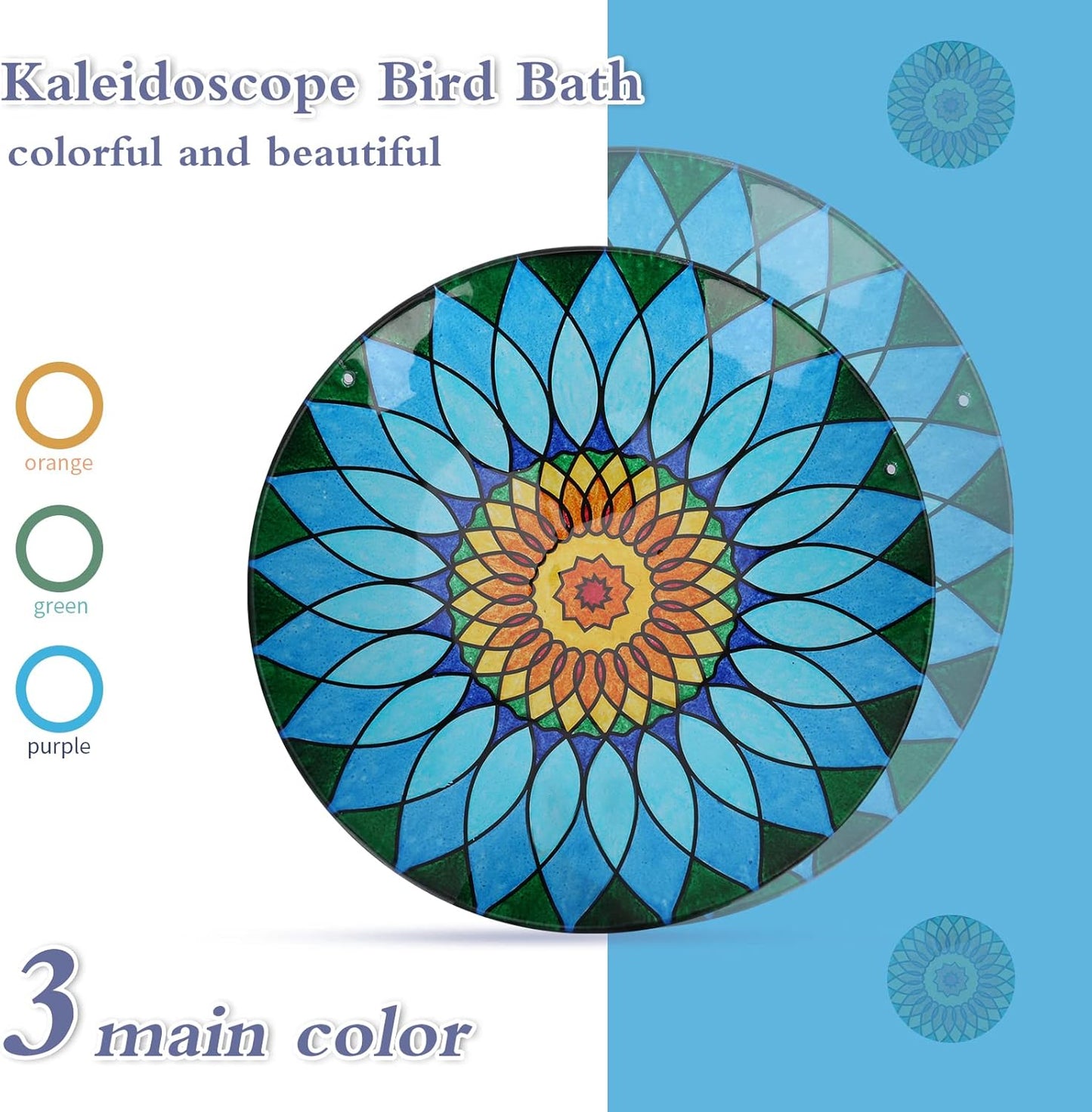 MUMTOP Hanging Bird Bath - Bird Baths for Outdoors, 12 Inch Glass Bird