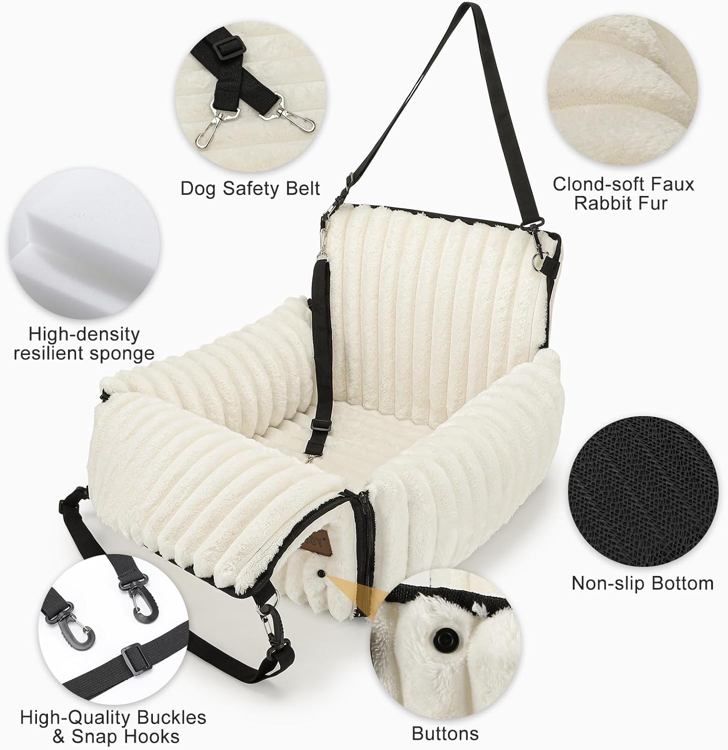MIXJOY 6-in-1 Dog Car Seat for Small/Medium Dogs up to 25 lbs, Multi-F