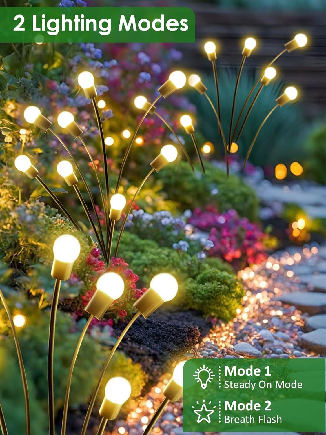 2026 Upgraded Solar Lights Outdoor, 8 Pack Solar Garden Lights with 2 