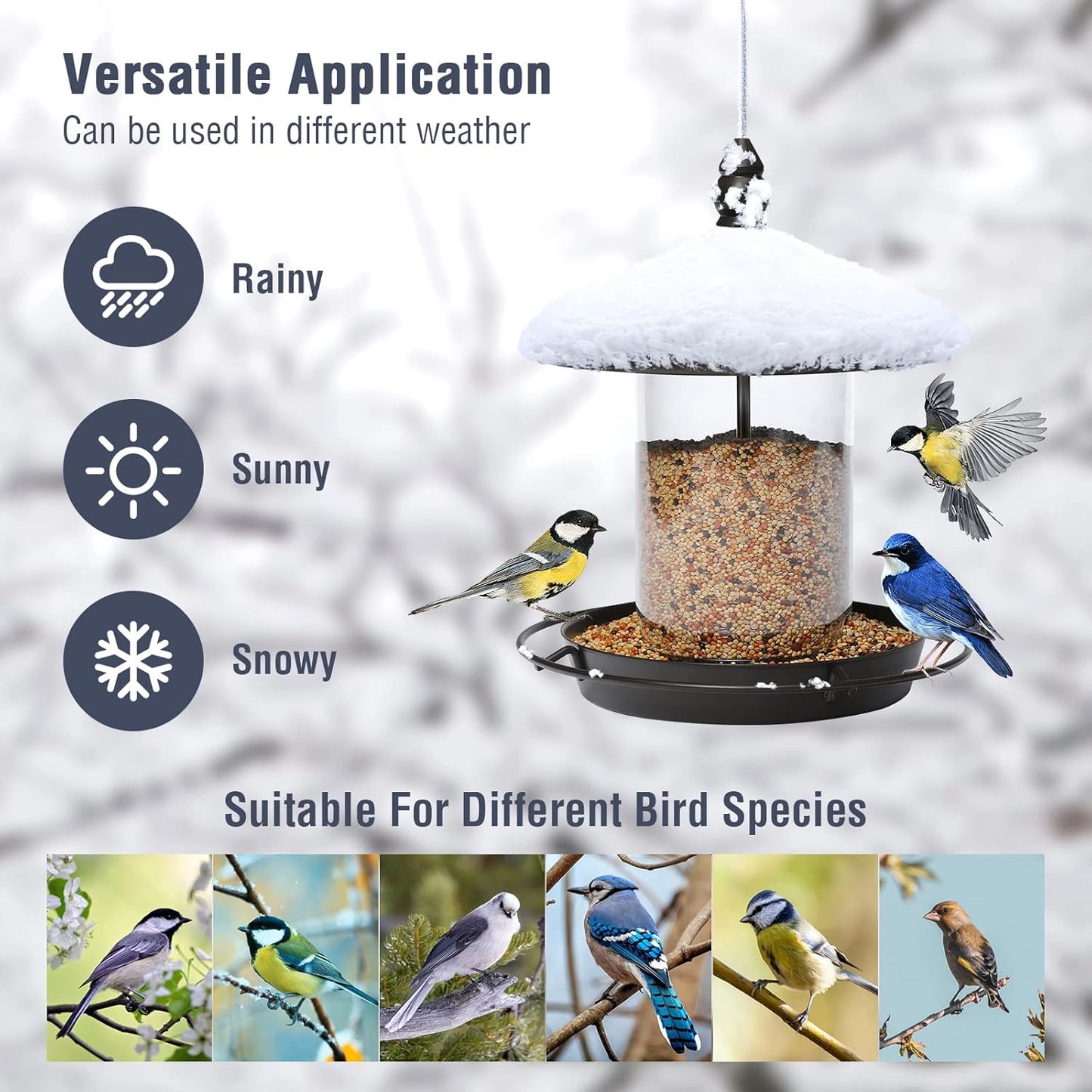 Metal Roof Bird Feeder - Chew Proof for Outdoor Hanging Wild Bird Seed