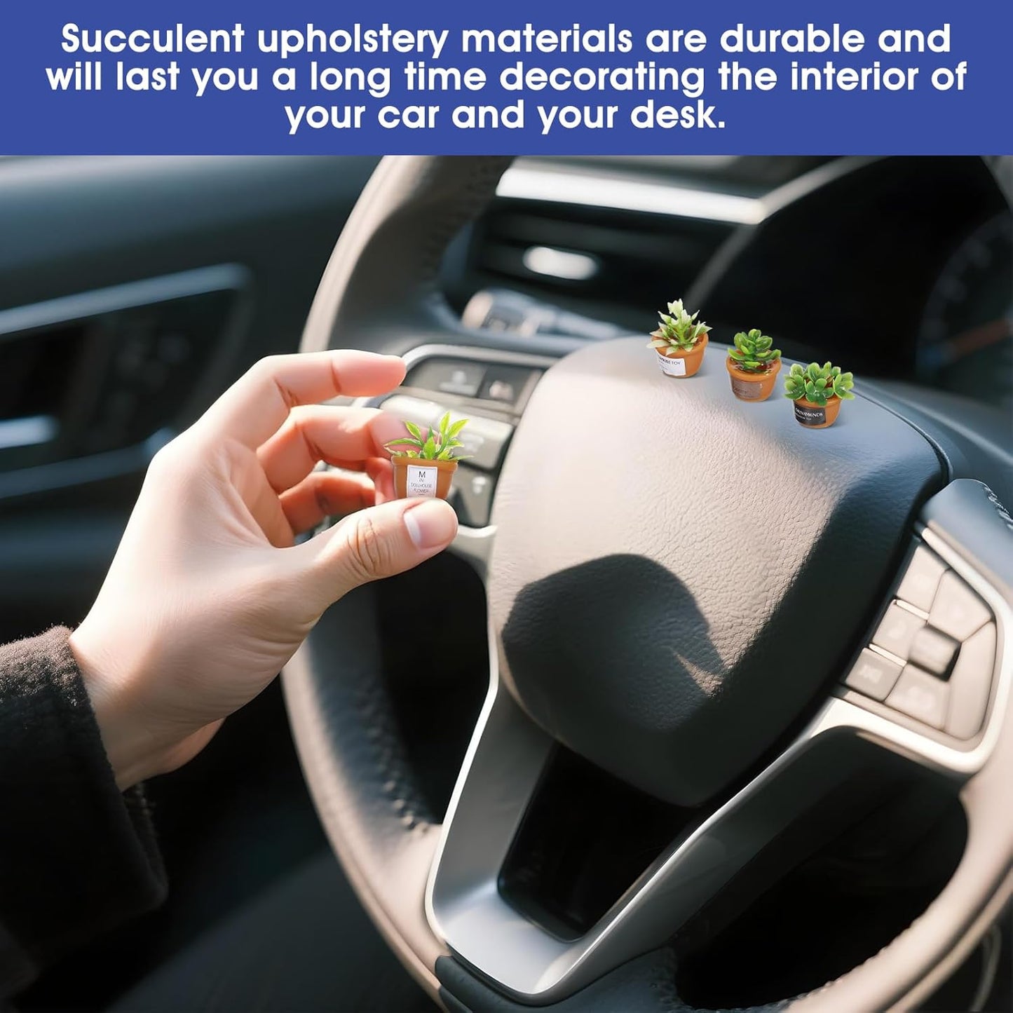 Mini Car Plant Decor,4Pcs Cute Succulent Dashboard Decorations Mini Succulent Car Ornament Mirror Window Ornaments Table Home Decor for Dashboard Flower Pots