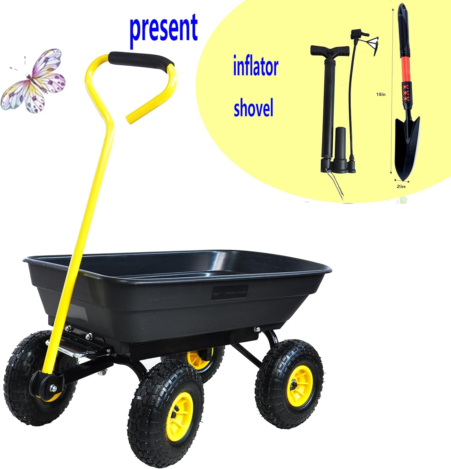 Garden Cart Outdoor Utility Wagon with Solid Wheels Beach Wagon,All Te